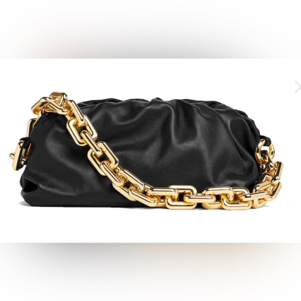 Bottega Veneta Black Chain Pouch bag calfskin chunky chain magnetic closing